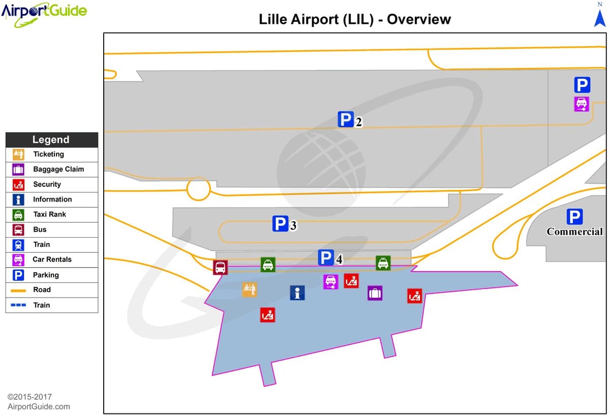 mapa Lille-aireportua