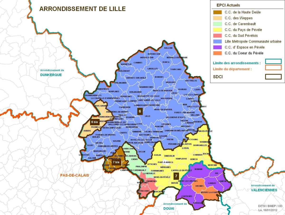 mapa Lille arrondissement