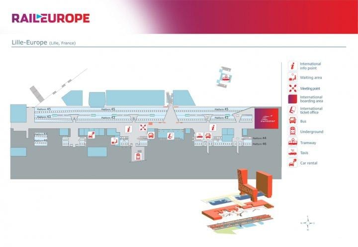 Lille europan tren geltokia mapa