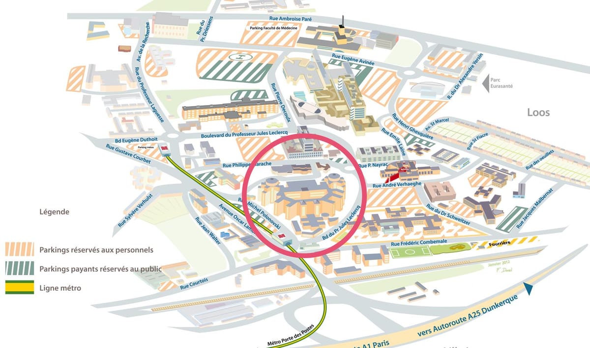 mapa Lille ospitalea 