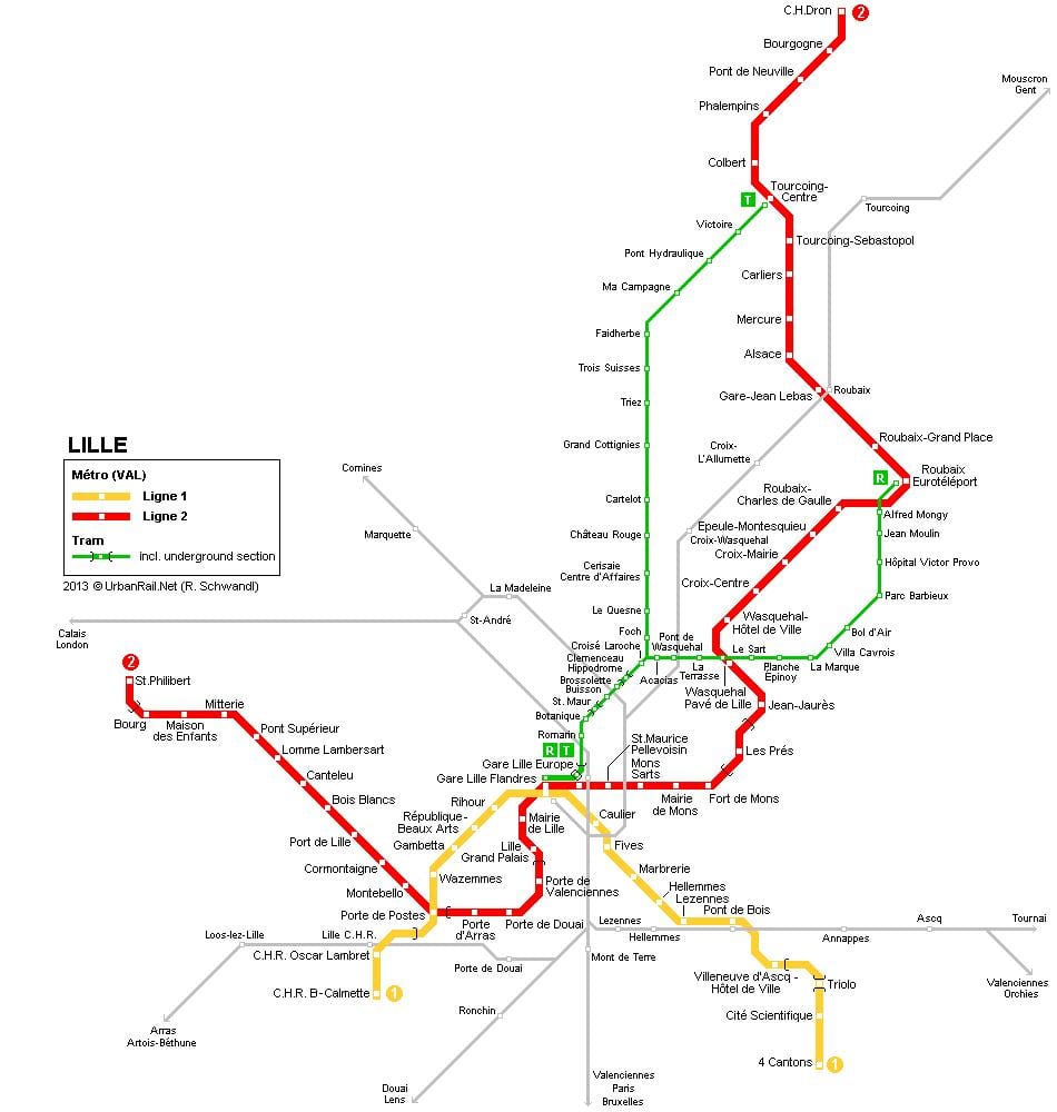 mapa Lille trena