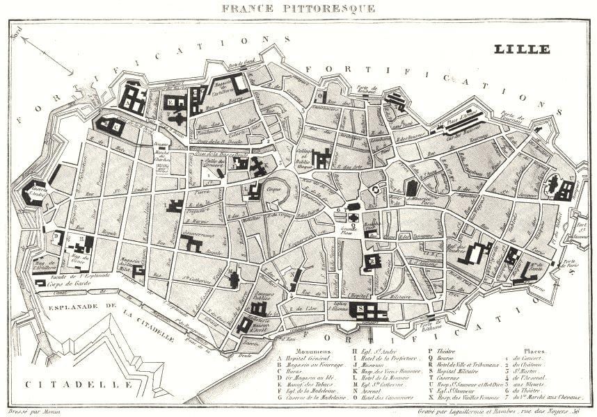 mapa Lille zaharrean