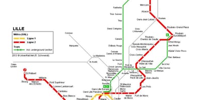 Mapa Lille trena